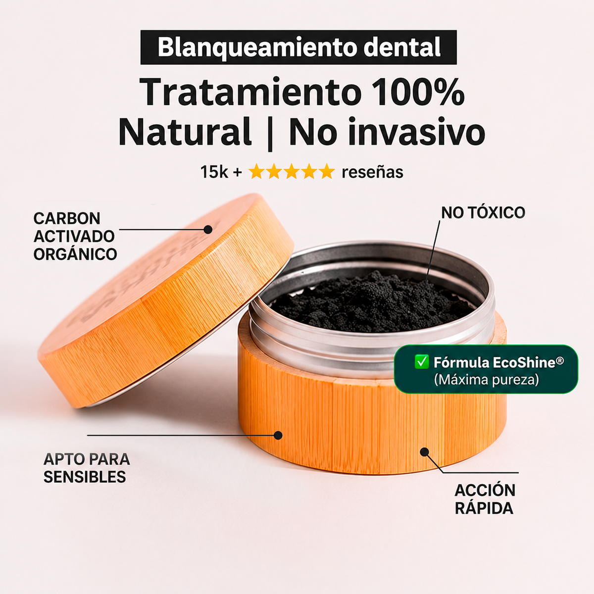 2x1 Carbon Activado Envase Ecologico + Cepillo Bambú de Regalo